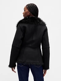 Vegan Suede & Faux Fur Jacket