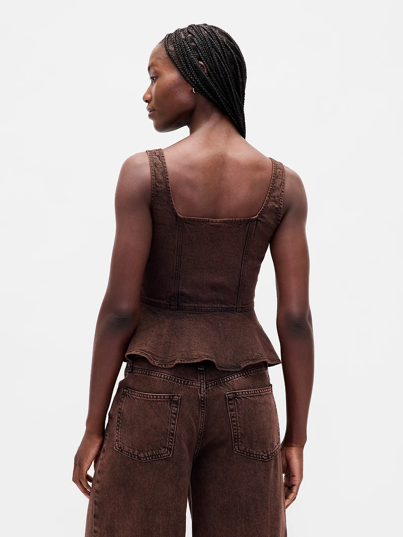 Denim Peplum Tank Top