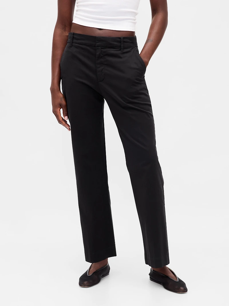 Mid Rise Straight Khakis