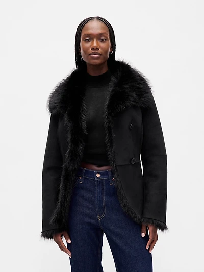 Vegan Suede & Faux Fur Jacket