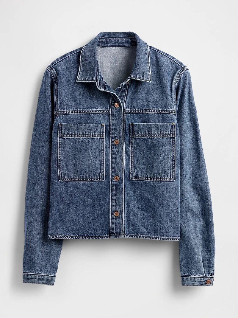 Denim Crop Shirt Jacket