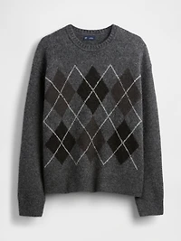 Wool-Blend Relaxed Argyle Sweater