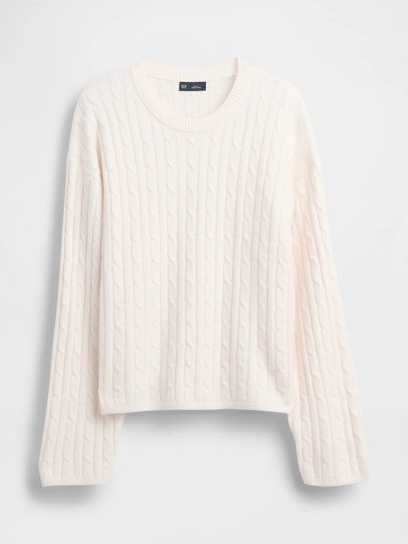CashSoft Cable-Knit Crewneck Sweater