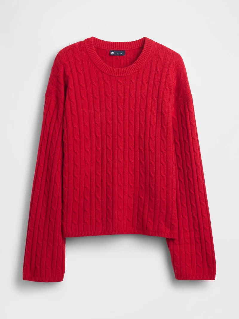 CashSoft Cable-Knit Crewneck Sweater
