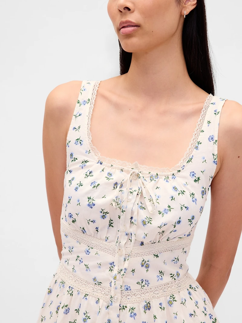 Lace-Trim Tiered Mini Dress