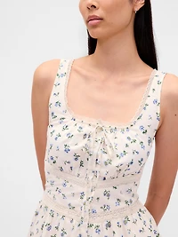 Lace-Trim Tiered Mini Dress