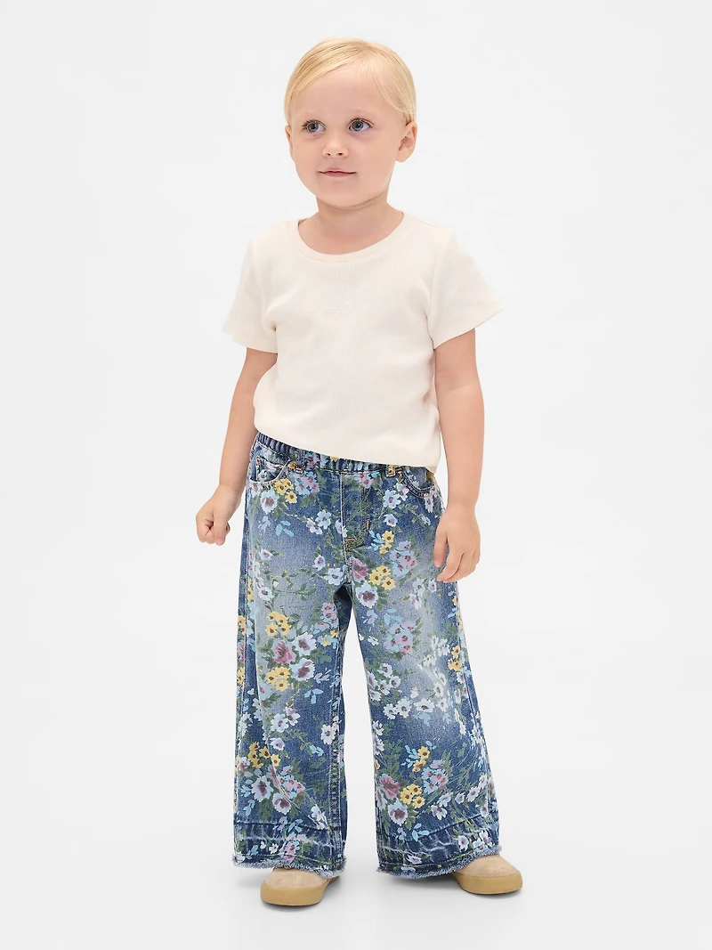 Baby & Toddler Floral Pull-On Baggy Jeans