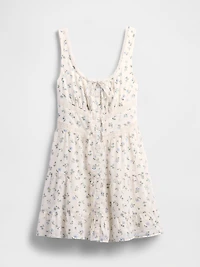 Lace-Trim Tiered Mini Dress