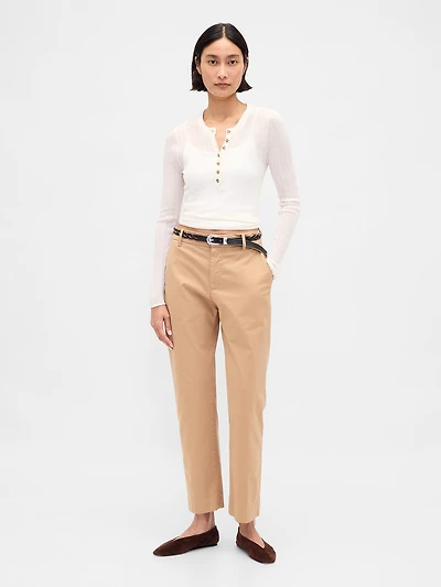Mid Rise Straight Khakis