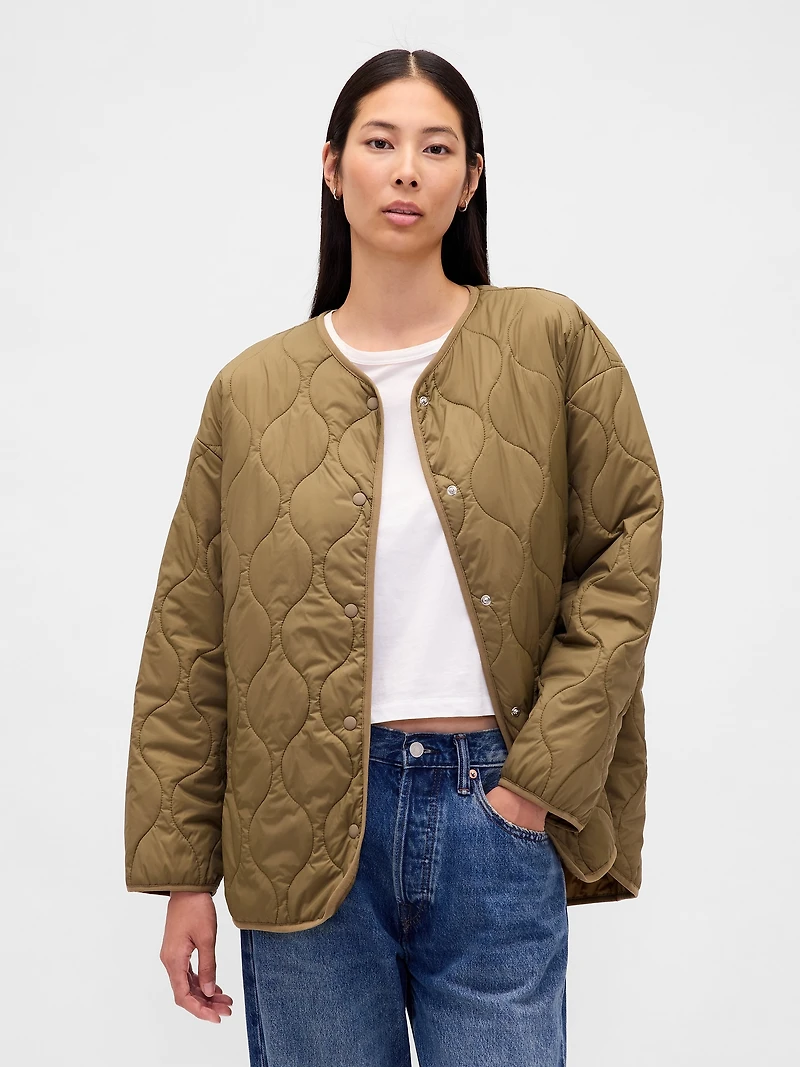 Recycled Lightweight Oversized Quilted Liner Jacket