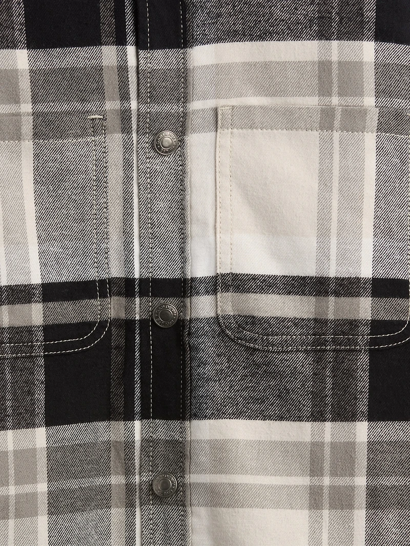 Kids Sherpa-Lined Hooded Flannel Shirt Jacket
