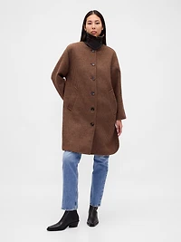 Wool-Blend Houndstooth Car Coat