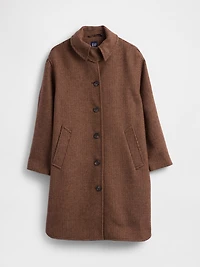Wool-Blend Houndstooth Car Coat