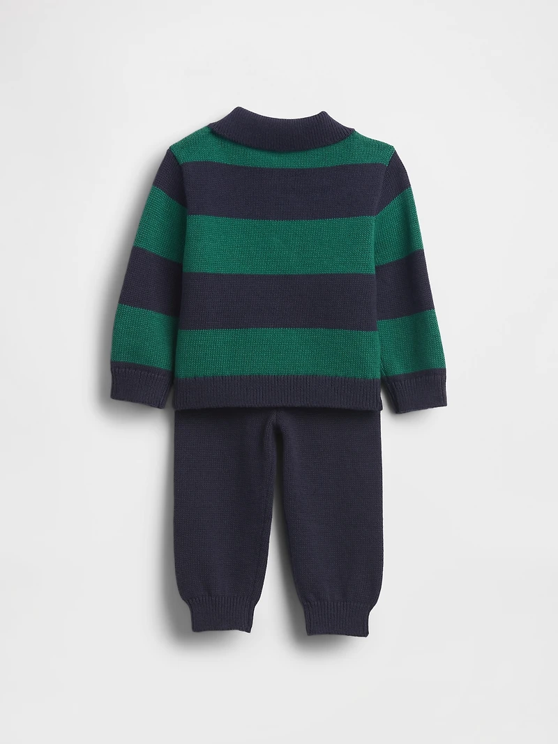 Baby Polo Shirt Sweater Outfit Set