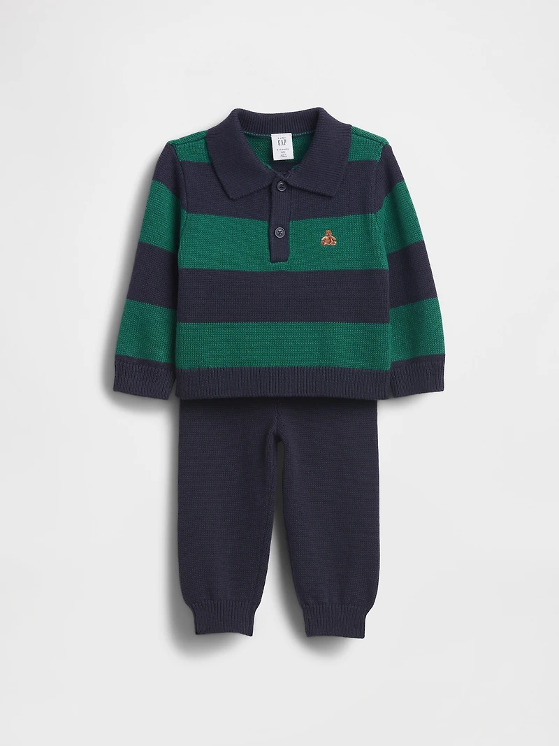 Baby Polo Shirt Sweater Outfit Set