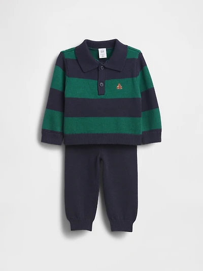 Baby Polo Shirt Sweater Outfit Set