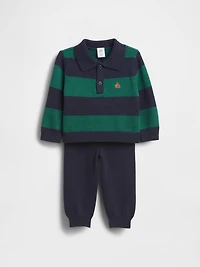 Baby Polo Shirt Sweater Outfit Set