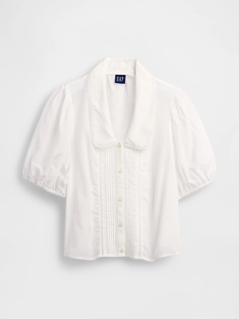 Puff-Sleeve Collared Top