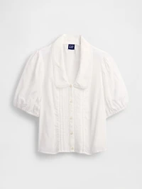 Puff-Sleeve Collared Top