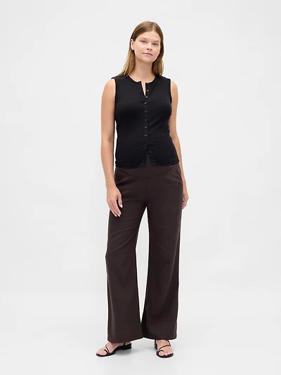 Maternity Full Panel Linen-Blend Pants