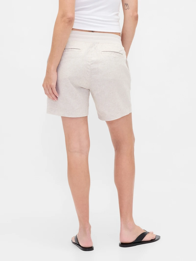 Maternity Under Belly Linen-Cotton Easy Shorts