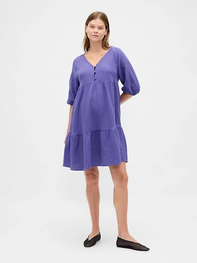 Maternity Crinkle Gauze Tiered Dress