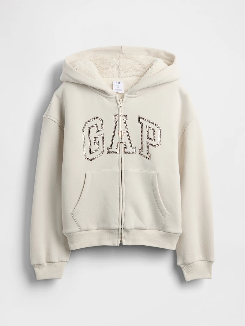 Kids Sherpa-Lined Graphic Logo Hoodie