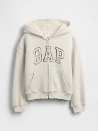Kids Sherpa-Lined Graphic Logo Hoodie