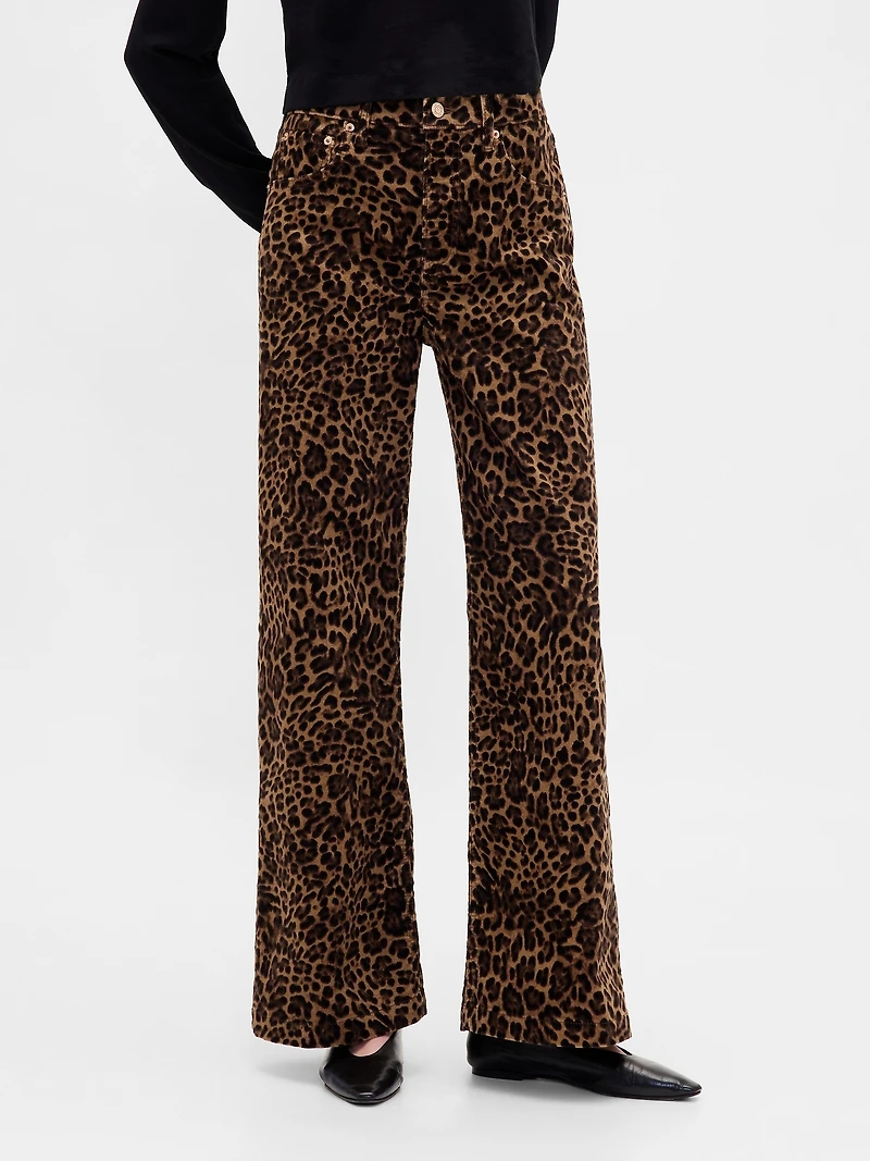 High Rise Corduroy Stride Wide-Leg Jeans