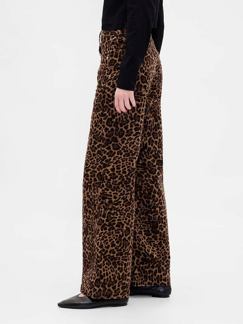 High Rise Corduroy Stride Wide-Leg Jeans