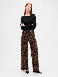 High Rise Corduroy Stride Wide-Leg Jeans