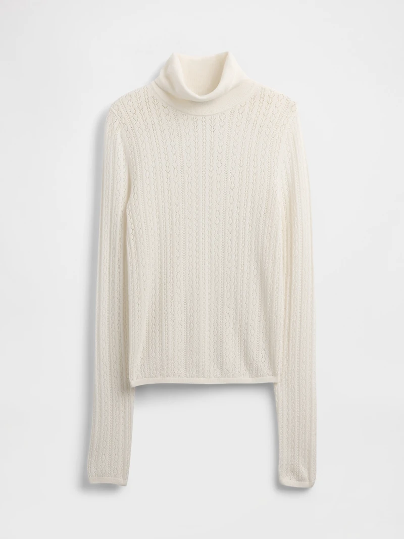Pointelle Turtleneck Sweater