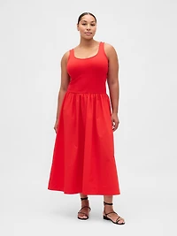 Mixed Media Drop-Waist Maxi Dress