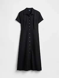 Linen-Blend Midi Shirtdress