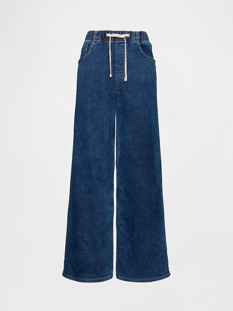 Mid Rise Knit Denim Baggy Jeans