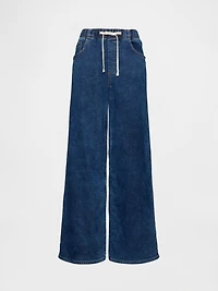 Mid Rise Knit Denim Baggy Jeans
