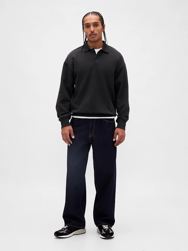Heavyweight Oversized Polo Shirt Sweatshirt