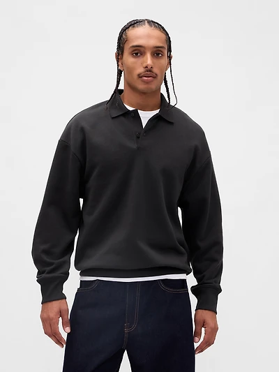Heavyweight Oversized Polo Shirt Sweatshirt
