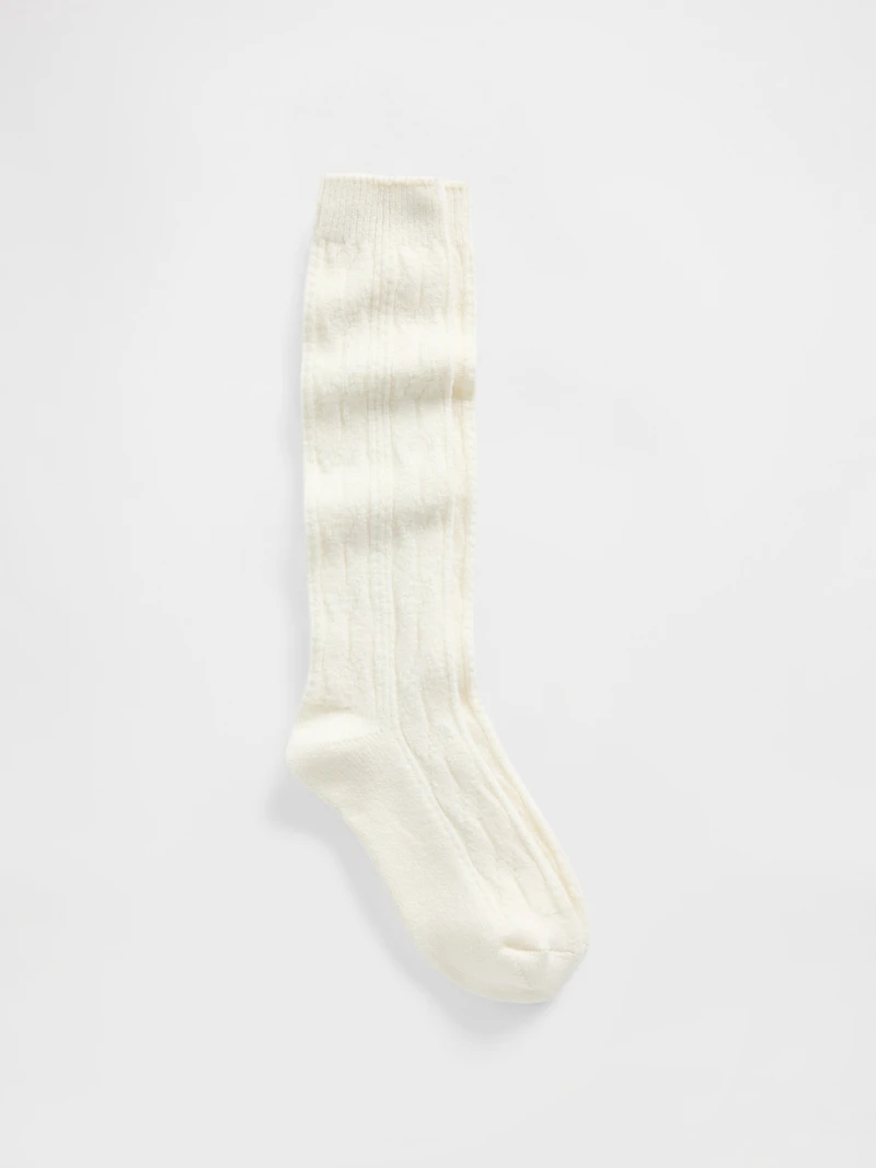 CashSoft Cable-Knit Knee-High Socks