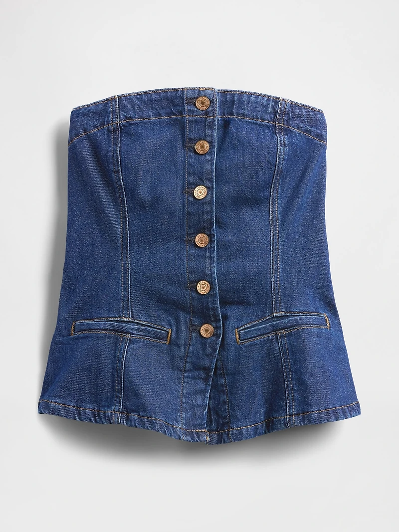 Denim Strapless Crop Vest