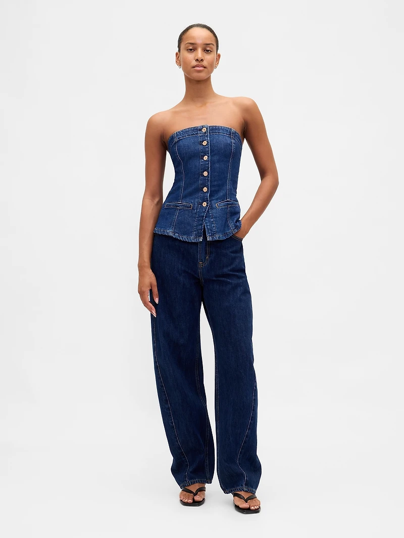 Denim Strapless Crop Vest