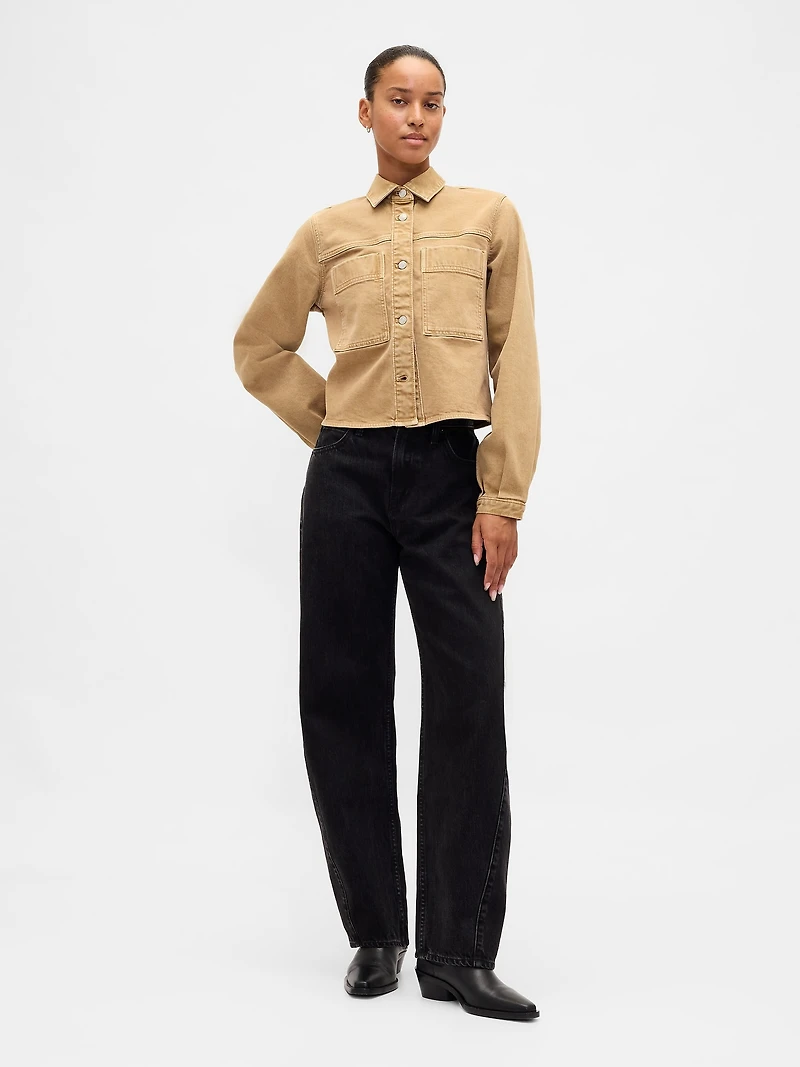 Denim Crop Shirt Jacket