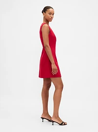 High-Neck Mini Shift Dress