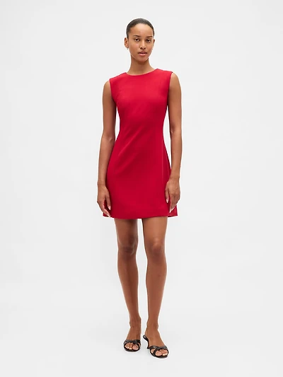 High-Neck Mini Shift Dress