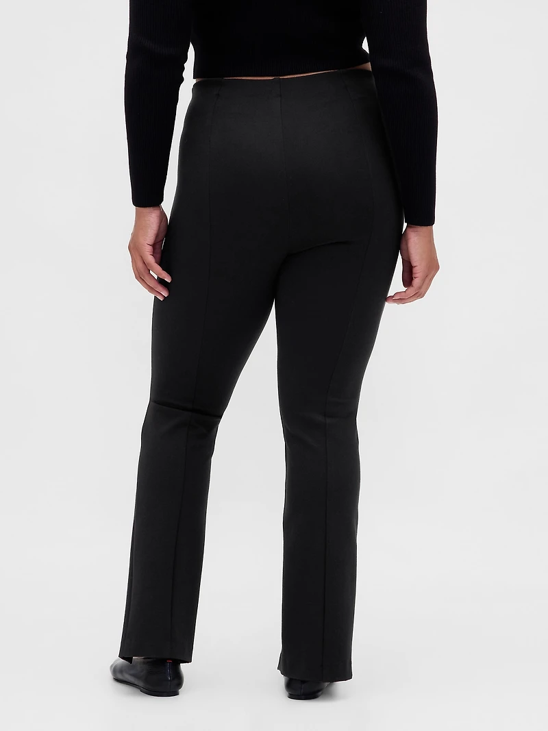 High Rise Double Knit Split-Hem Flare Pants