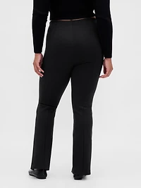 High Rise Double Knit Split-Hem Flare Pants