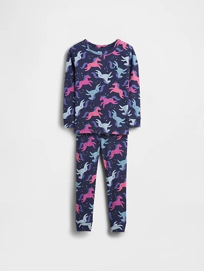 Pyjama en coton biologique brossé à motif de licornes pour Bébé et Tout-petit