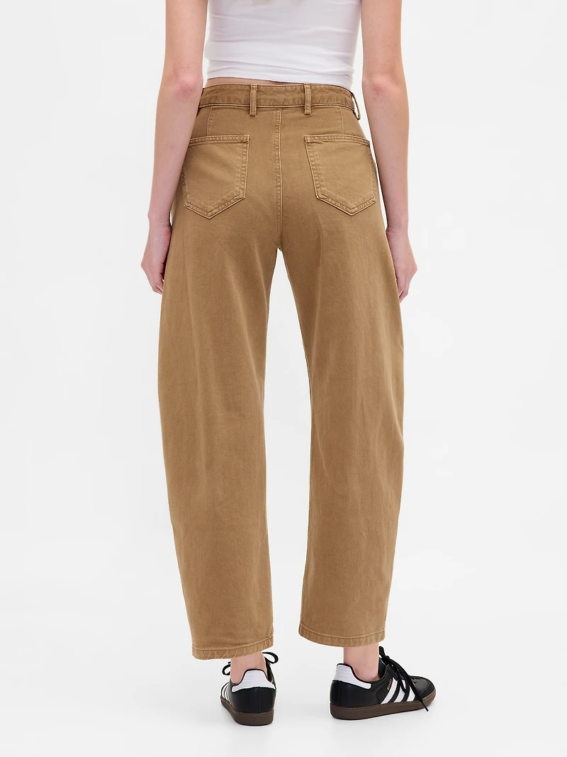 Mid Rise Twill Barrel Pants