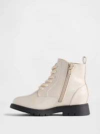 Toddler Vegan Leather Flower Lace-Up Boots