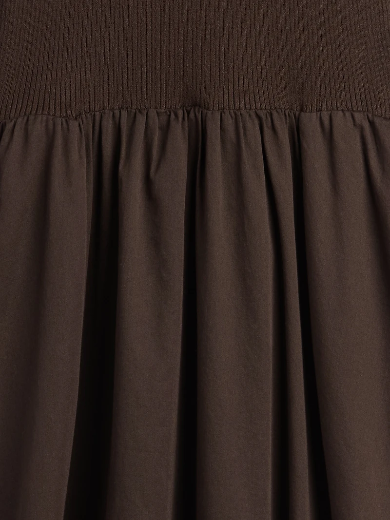 Mixed Media Drop-Waist Maxi Dress